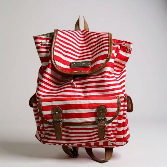 Awesome Jessica Simpson Red and White Striped Backpack - Picture 2 of 14